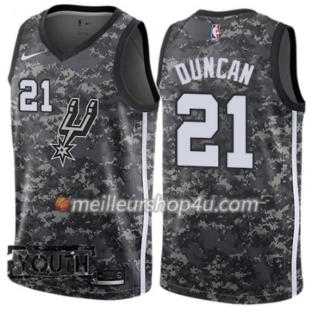 Maillot Basket Enfant San Antonio Spurs Tim Duncan 21 Nike City Edition Noir Swingman